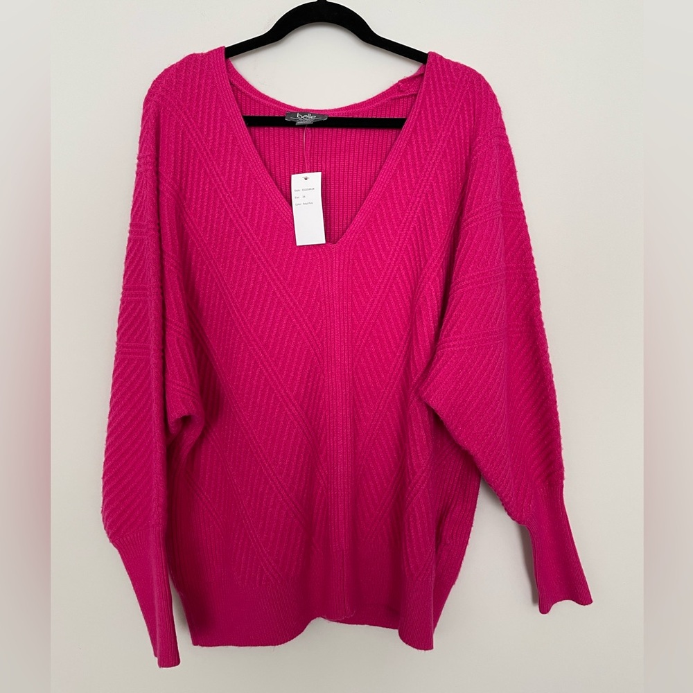 Belle by Belldini Petal Pink Women’s V-Neck Knit Sweater Size 3X